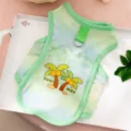 Gilet in rete traspirante per animali estivo in verde sfumato con stampa di palma tropicale. - XS / Spiaggia Verde