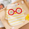 Lente zomer kattenkleding gestreept vest schattige 3D bril ademende huisdierkleding. - XS (Aanbevolen gewicht 0,5-1,5 kg) / Gele Kat met Bril