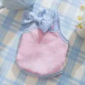 Süßes rosa Haustier-Sommerkleid mit Herzrelief und blauem Karomuster für Hunde und Katzen. - XS / Rosa Herz Träger