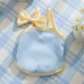 Süßes Sommer-Haustier-Hängerkleid für kleine Hunde und Katzen, blaue Herzen mit gelbem Karomuster. - S / Blaues Herz Träger