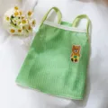 Groene geribbelde huisdierhemd met berenborduurwerk, ademende zomerkleding voor kleine honden. - S (Aanbevolen gewicht 1,5-2,5 kg) / Groene Cami