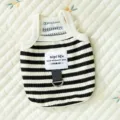 Gilet a righe bianche e nere per animali domestici vestiti carini per cuccioli gatti traspiranti - Taglia M / Righe bianche (Con attacco per guinzaglio)