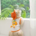 Cute cat vest with matching pumpkin hat, breathable summer pet apparel for kittens and small dogs. - XS (1-3 lbs) / White Vest Pumpkin Style (With Hat)