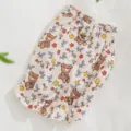 Süßes Blumen Teddybär Druck Haustier Kleid, beiges atmungsaktives Sommer Welpen Katzenkleid. - M (Empfohlenes Gewicht 2,5-4 kg) / Allover Bär Floral Kleid
