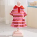 Sommer gestreiftes Polo-Kragen Haustier Kleid, rosa und rote Streifen Welpen Kleidung für Hunde. - XS / Kleider / Rote Streifen