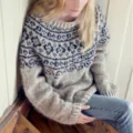 Women's casual crew neck pullover sweater with chic Nordic geometric knit pattern for daily wear. - S / Light Khaki