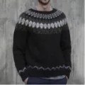 Classic Nordic pattern knit sweater casual crewneck long sleeve pullover winter fashion top. - S / Tops / Gray