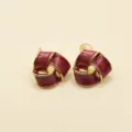 2024 Nouvelles Boucles d'Oreilles Géométriques Émaillées Rouges Style Niche Bijoux Mode - Bordeaux