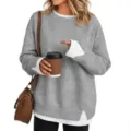 Grey Layered Mock Neck Long Sleeve Casual Pullover Knitwear Variant For Women Style - Gray