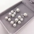 Élégantes longues boucles d'oreilles perles style rétro, bijoux de mode pour femmes chic. - Argent