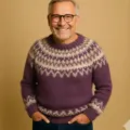 Men's Crewneck Colorblock Fair Isle Knit Sweater Casual Loose Fit Pullover Tops. - S / Purple