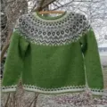 Green Nordic patterned crew neck long sleeve knit sweater for women casual pullover top. - S / Tops / 9123-Green