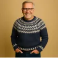 Men's Fair Isle Crew Neck Sweater Long Sleeve Knit Pullover Navy Blue Casual Winter Top - S / Dark Blue