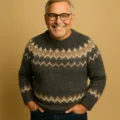 Fair Isle Knit Sweater Dark Grey Oversized Crewneck Pullover Winter Fashion Casual Top - S / Gray