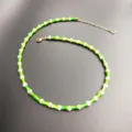 Collier de perles de bambou vert et blanc, élégante variante de chaîne courte bohème rétro. - Vert Bambou