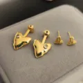 Chics boucles d'oreilles cœur texture plaque or 18k pour femmes bijoux elegants mode - Or 5