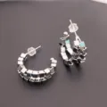 Boucles d'oreilles créoles cubes argentés minimalistes géométriques bijoux modernes femme - Argent 1