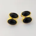 Style vintage français ovales dorés or 24K mode design de niche élégantes boucles d'oreilles. - Noir