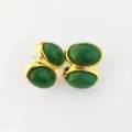 Boucles d'oreilles ovales en pierre verte plaquées or 24K style vintage français chic - Émeraude