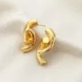 Boucles d'oreilles puces tube geometrique dore, bijoux mode metal vintage pour femmes. - Style Design Tubulaire Torsadé (Or 3)