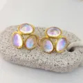 Boucles d'oreilles clous opale irisée plaqué or vintage bijoux bohèmes élégants - Transparent Irisé