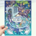 3D handmade landscape stickers detail shot, creative miniature scene set for DIY crafts. - Relic Landscaping Stickers - 4pcs