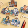 Biglietti di auguri retrò in denim cartone animato animale simpatici compleanno. - Serie Denim alla Moda - Set di 6 Pezzi