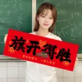 Banner für Prüfungen Motivationsspruch Abschluss Dekoration Foto Requisite rot. - Handbanner Sieg von Anfang an