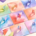 Buntes quadratisches Origami-Papier mit Aquarell Galaxie Design, Bastelpapier für Kinder. - Bunter Sternenhimmel / 200 Stück