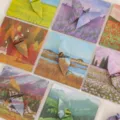 Quadratisches Origami-Papier für Kinder, buntes Faltpapier mit Landschafts-Drucken, Bastelbedarf. - Poetisch und Malerisch / 200 Stück