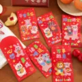 Sobres rojos del Año Nuevo Chino 2027 paquetes de dinero de la suerte lindos diseños de animales - Fu Yun Man Man (Juego de 6) / 9*17cm