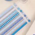 Origami Papierstreifen für Glückssterne, blaues DIY Bastelpapier mit gefalteten Sternen für Kinder. - 520 Blatt/Packung / Himmelblau