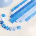 Verloop origami papierstroken voor gelukssterren, blauwe handwerk knutselpapier set DIY. - 520 Vellen/Pak / Glinsterende Golven