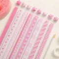 Rosa Glücksstern Origami Papierstreifen Set, süße Bastelpapier Streifen für Sterne, tolle rosa Muster. - 520 Blatt/Packung / Seidenrosa Charme