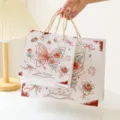 Retro rose butterfly paper gift bag for Valentine's Day holiday general packaging handbag - Rose Butterfly B / Large (30x24x12cm)