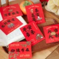 Rote Segensgrußkarten Set mit verheißungsvollen chinesischen Schriftzeichen Dekoration - Frieden und Freude / 30 Blatt