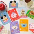 Niedliche Cartoon Tier Klappgrußkarten Set, DIY Geburtstag Wunschkarten Variante. - Glücks-Zucker / 6er-Set Gemischt