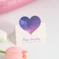 Valentinstag Faltgrueskarte mit vertraumtem Sternenhimmel Herz Design für Liebesgruesse. - Stil B / 1 Blatt