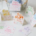 Süße handgezeichnete 3D Geburtstagskarten mit bunten Kuchen und Segenssprüchen für Feiern. - Alles Gute zum Geburtstag Schönes Leben 6 Stk. Set