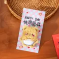 Süsser Cartoon Plüsch Bär Rot Umschlag Neujahr Geschenk Geld Umschlag mit Rosa Karomuster Design - Lätzchen Bär - Lang Lebe das Glück