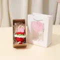 Häkeln Blumenstrauß Schlüsselanhänger Geschenkbox Set, perfektes Lehrergeschenk und Abschluss. - Bester Lehrer (Geschenkbox-Set) / Rot