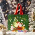 Weihnachtsgeschenktüte aus Papier mit roten Griffen, süßes Weihnachtsmann und Schneemann Design. - Weihnachtsversammlung / Groß (30x26x12cm)
