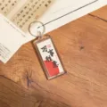 Chinesischer Kalligraphie Schlüsselanhänger mit Segensspruch aus Acryl für Geschenke. - Alles Gute / Ohne Quaste