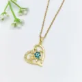 Collana elegante in acciaio inossidabile dorato con ciondolo a cuore tartaruga doppia zircone. - Stile Tartaruga Cuore (XL1200-390)