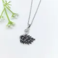 Collana con cigno in argento arricchita da zirconi cubici neri e bianchi scintillanti. - Argento Zirconia Nero & Bianco (XL2606-168)