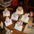 Valentine's day 3D greeting card floral bouquet folding message card gift for girlfriend - Flower 520 Series (Flower 520 Card) / 6pcs