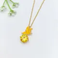 Elegante collana con pendente farfalla in cristallo zircone giallo placcato oro - Stile Farfalla in Strass Tondo Giallo (XL1200-426)