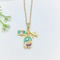 Collana con ciondolo multi charm tema viaggio dorato con fotocamera valigia aereo - Stile Multi-Ciondolo Tema Viaggio (XL1470-48)