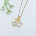 Elegante collana con pendente a doppio cigno e zirconi scintillanti in finitura oro. - Stile Strass Cuore Doppio Cigno (XL1200-181)