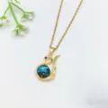 Collana con ciondolo a cigno in acciaio inossidabile dorato con pietra galassia blu e zirconi. - Stile Cigno Texture Cielo Stellato Blu (XL1470-143)